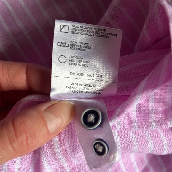 Pink striped linen/cotton blend shirt - Picture 10 of 13